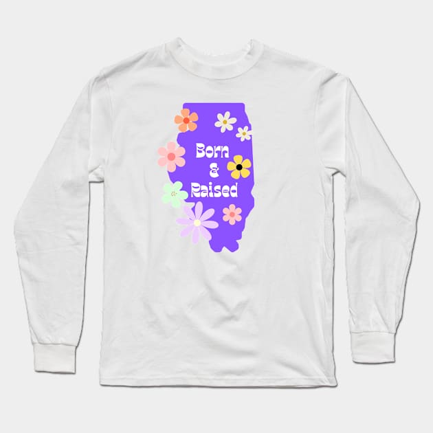 Groovy Illinois Long Sleeve T-Shirt by TrapperWeasel